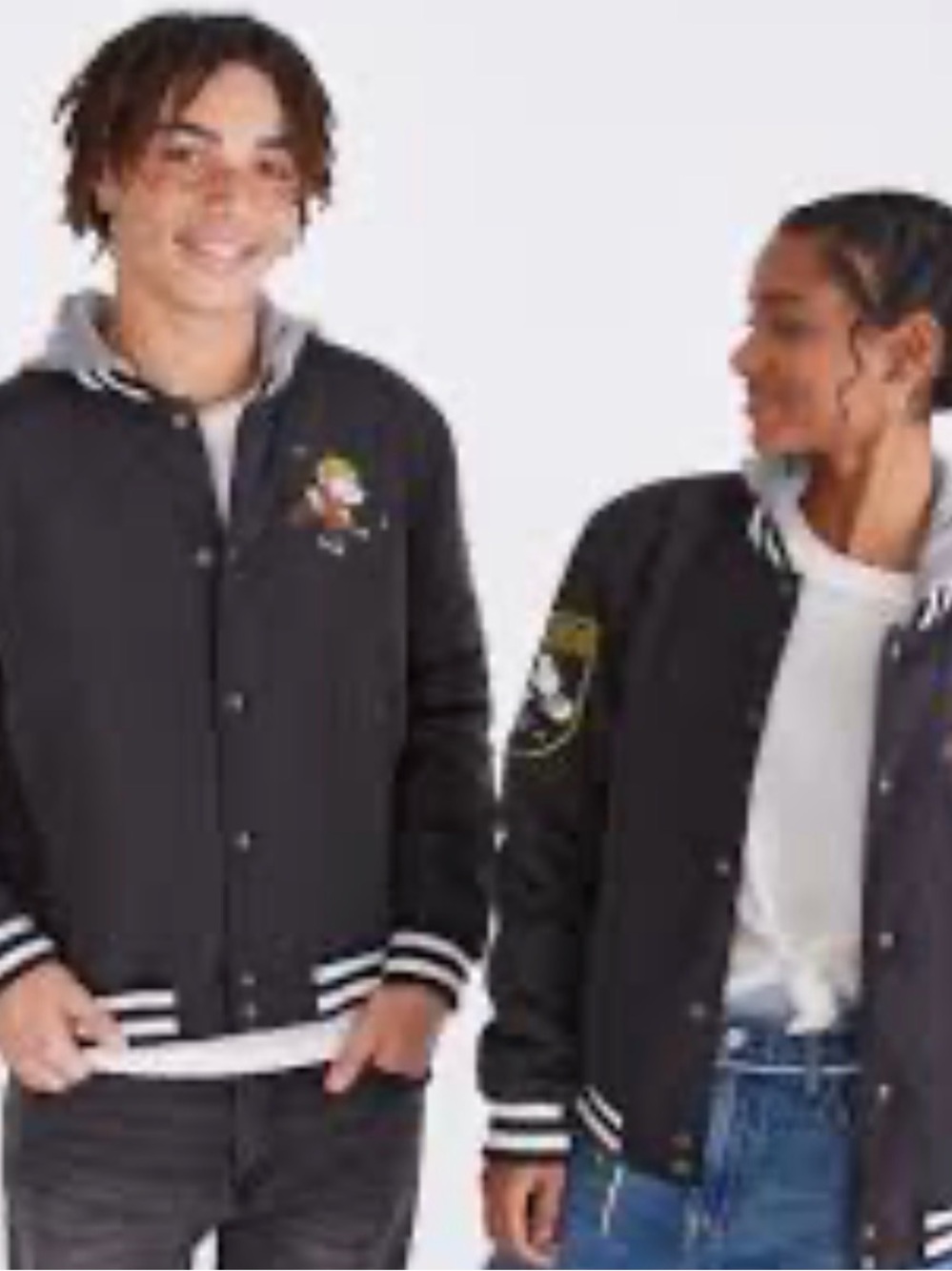 Aeropostale Black Hooded Bomber Jacket with Peanuts Snoopy Patch